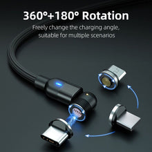Load image into Gallery viewer, 3 Pack Magnetic 540 Fast Charging Data Cable Charger For Type-C Micro USB iPhone