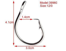 Load image into Gallery viewer, 40pcs Stainless Steel Big Game sea Fishing Hook Tuna Circle Hook 12/0-16/0 39960
