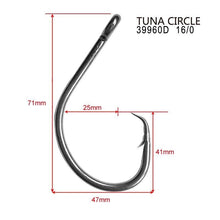 Load image into Gallery viewer, 15pcs Stainless Steel Big Game sea Fishing Hook Tuna Circle Hook 12/0-16/0 39960

